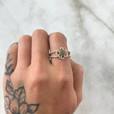 Clover Flower Ring Mobile 3.55gr / T7 1/2 / White Green Zircons Three 18K Golds ©