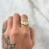 Anillo Rostro de Jesús 7.85gr / T9 / Liso Dos Oros Amarillo Blanco 18K ©