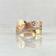 Rustic Curved Ring Basteadas Flowers 4.55gr / T7 1/2 / White Zircons Three 18K Golds ©