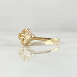 Anillo Flor Trebol 1.75gr / T7 3/4 / Circones Blancos Oro Amarillo 18K ©
