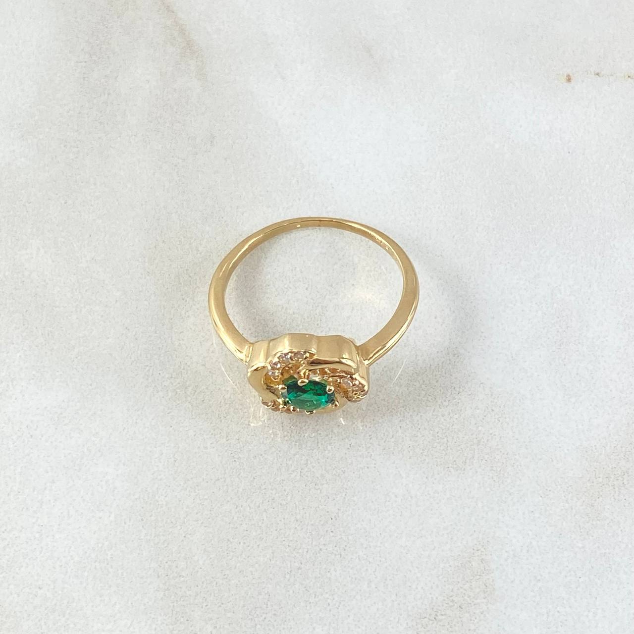 Gardenia Flower Ring 3.4gr / T7 1/4 / White Green Zircons Yellow Gold 18K ©