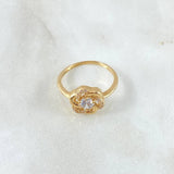 Gardenia Flower Ring 3.15gr / T7 1/4 / White Zirconia Yellow Gold 18K ©