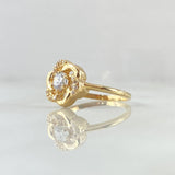 Gardenia Flower Ring 3.15gr / T7 1/4 / White Zirconia Yellow Gold 18K ©