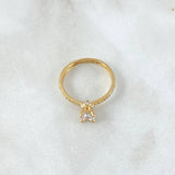 Anillo Solitario Cetro Punteado 2gr / T6 1/4 / Circones Blancos Oro Amarillo 18K ©