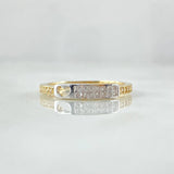 Heart Inlay Rail Ring 1.6gr / T6 / White Zircons Two Yellow White Gold 18K ©