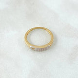 Heart Inlay Rail Ring 1.6gr / T6 / White Zircons Two Yellow White Gold 18K ©