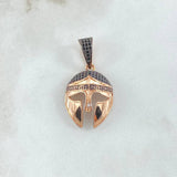 Pendant Spartan Helmet 4.45gr / 3.5cm / Black Zircons Rose Gold 18K *