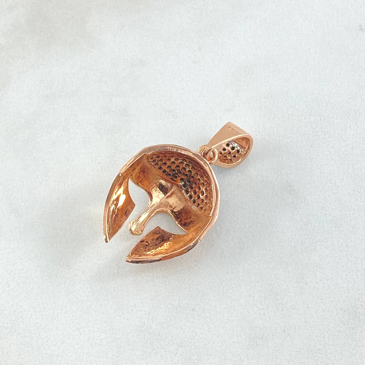 Pendant Spartan Helmet 4.45gr / 3.5cm / Black Zircons Rose Gold 18K *