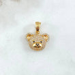 Pendant Face Bear 3gr / 2cm / White Black Zircons Yellow Gold 18K *