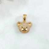Pendant Face Bear 3gr / 2cm / White Black Zircons Yellow Gold 18K *