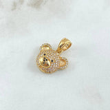 Pendant Face Bear 3gr / 2cm / White Black Zircons Yellow Gold 18K *