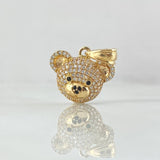 Pendant Face Bear 3gr / 2cm / White Black Zircons Yellow Gold 18K *