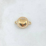 Charm Heart Halo Dense 1.5gr / 2cm / White Zircons Yellow Gold 18K *