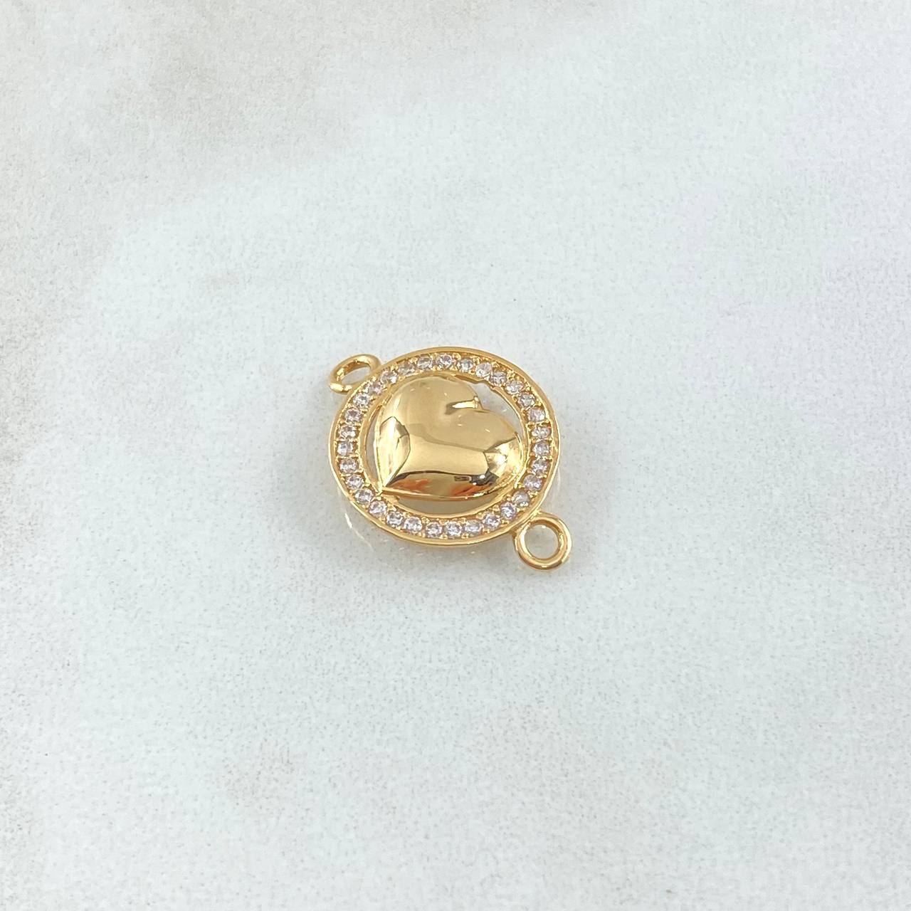 Charm Heart Halo Dense 1.5gr / 2cm / White Zircons Yellow Gold 18K *