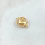 Charm Heart Halo Dense 1.5gr / 2cm / White Zircons Yellow Gold 18K *