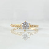 Victorian Bridge Ring 2.25gr / T7 1/4 / White Zircons Yellow Gold 18K *
