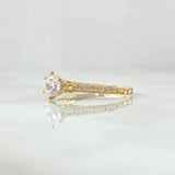 Victorian Bridge Ring 2.15gr / T6 3/4 / White Zircons Yellow Gold 18K *