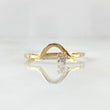 V Curve Ring Petit 1.35gr / T6 1/2 / White Zircon Yellow Gold 18K *