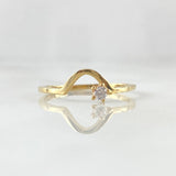 V Curve Ring Petit 1.35gr / T6 1/2 / White Zircon Yellow Gold 18K *