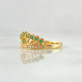 Peacock Crown Ring 2.05gr / T6 / White Green Zircons Yellow Gold 18K *