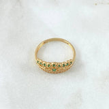 Peacock Crown Ring 2.05gr / T6 / White Green Zircons Yellow Gold 18K *