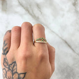 Peacock Crown Ring 2.05gr / T6 / White Green Zircons Yellow Gold 18K *