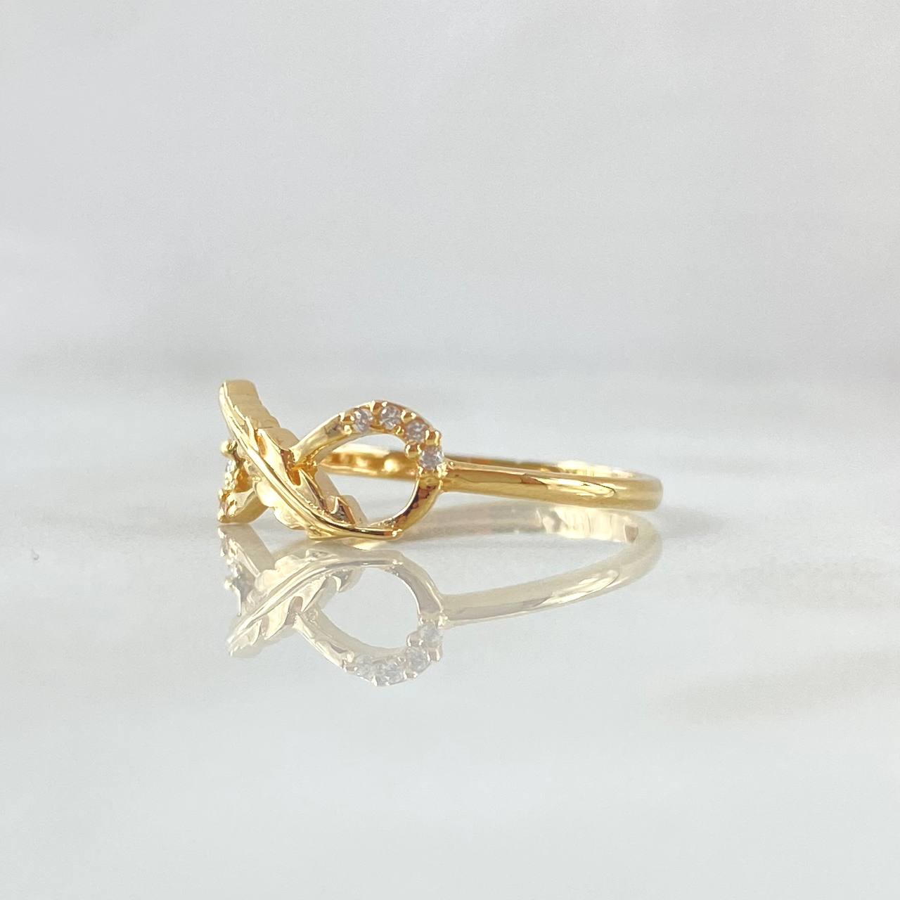 Partial Infinity Ring Feather 1.5gr / T6 1/2 / White Zircons Yellow Gold 18K *