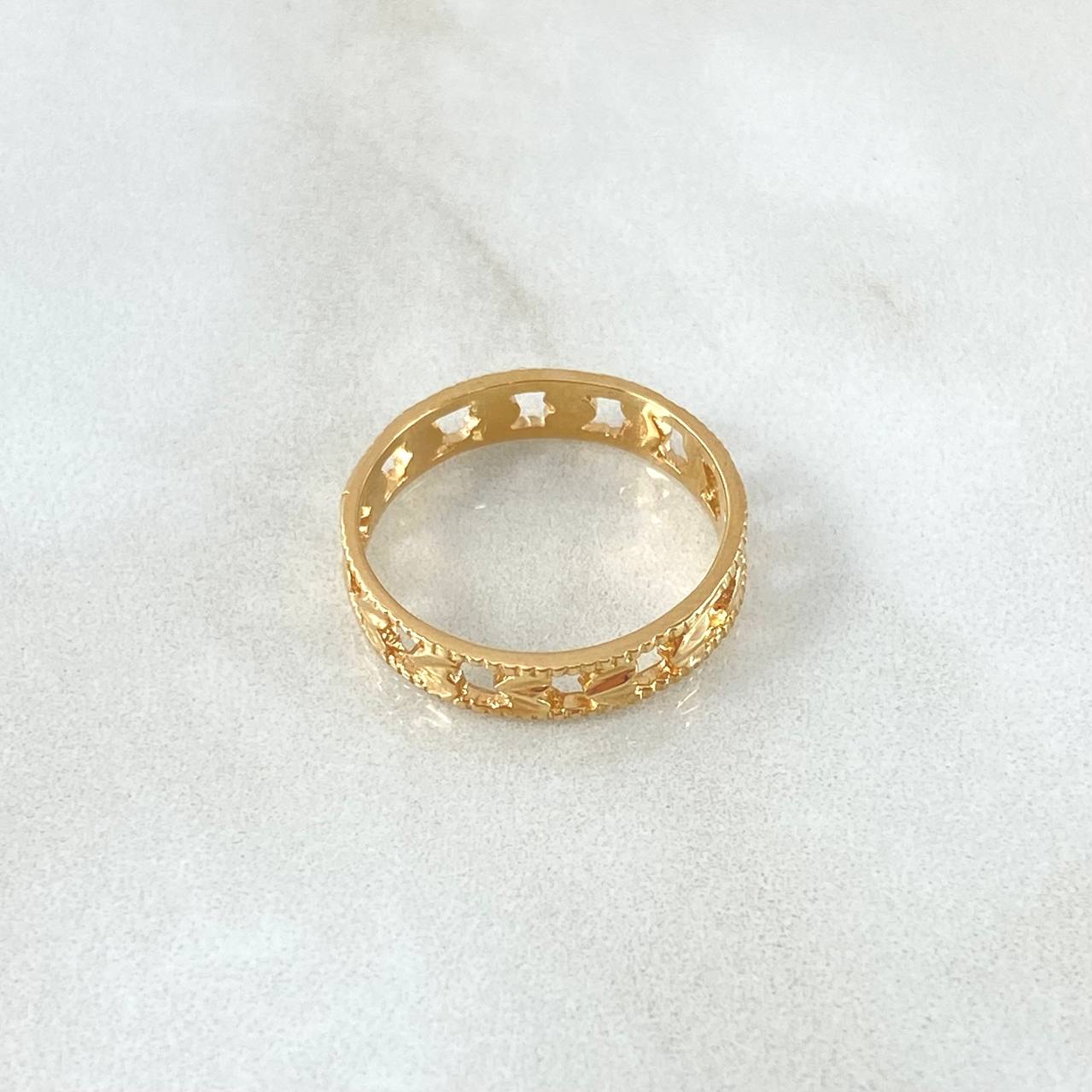 Ring Band Hearts Striped Internally 2.45gr / T6 3/4 / Diamond Cut Yellow Gold 18K *