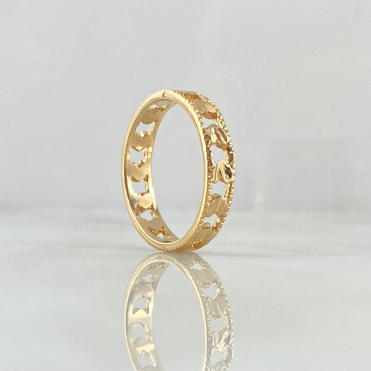 Ring Band Hearts Striped Internally 2.45gr / T6 3/4 / Diamond Cut Yellow Gold 18K *
