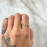 Ring Band Hearts Striped Internally 2.45gr / T6 3/4 / Diamond Cut Yellow Gold 18K *