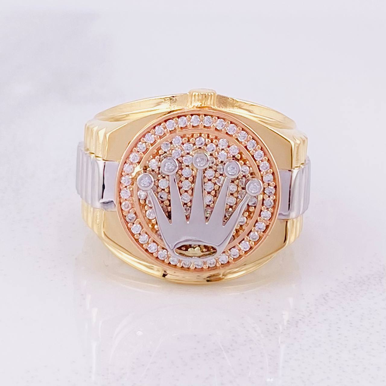 Crown Strap Ring 9.6g / T9 1/2 Three Golds 18K