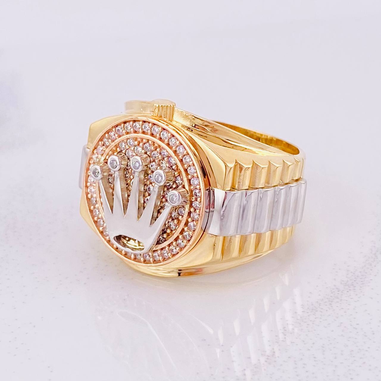 Crown Strap Ring 9.6g / T9 1/2 Three Golds 18K