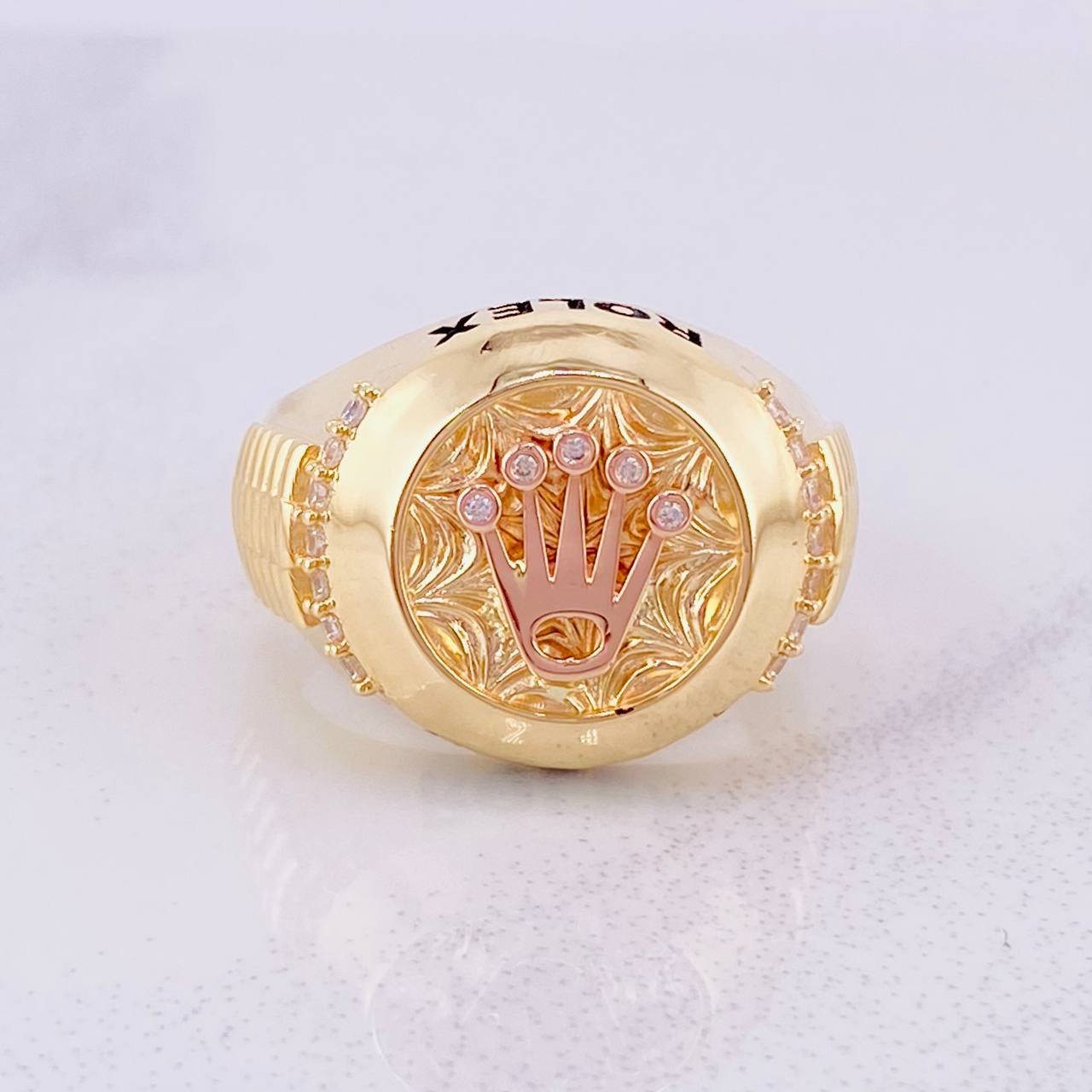 Circle Crown Ring 13.05g / T10 1/2 Two-Tone Yellow Rose Gold 18K