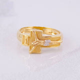 Anillo Cruz Cristo 5.55g / T10 Dos Oros Amarillo Blanco 18K