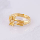 Anillo Cruz Cristo 5.55g / T10 Dos Oros Amarillo Blanco 18K