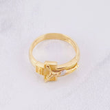 Anillo Cruz Cristo 5.55g / T10 Dos Oros Amarillo Blanco 18K