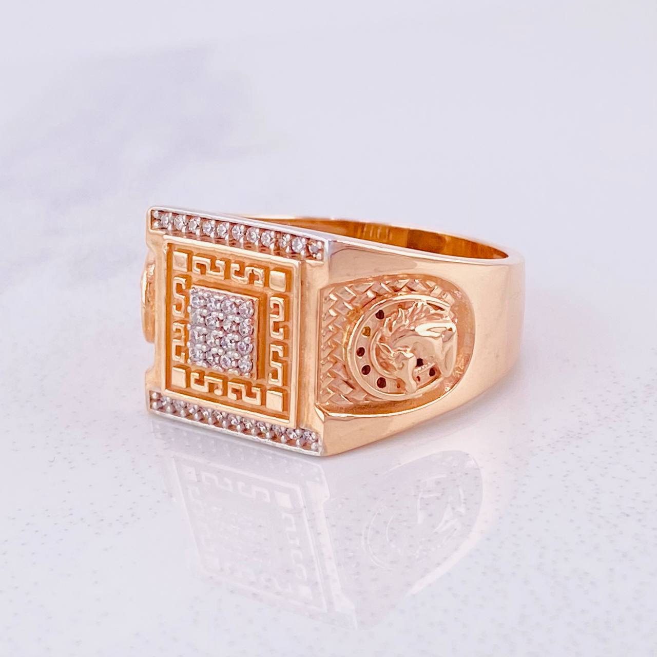 Square Horseshoe Horse Ring 11.75g / T11 1/4 Rose Gold 18K