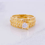 Anillo Tres Carriles Tupidos 5g / T7 Oro Amarillo 18K
