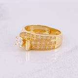 Anillo Tres Carriles Tupidos 5g / T7 Oro Amarillo 18K