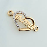 Herraje Corazon Mamá 0.95gr / 3/4 in / Dos Oros Amarillo Blanco 18K &