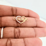 Herraje Corazon Mamá 0.95gr / 3/4 in / Dos Oros Amarillo Blanco 18K &
