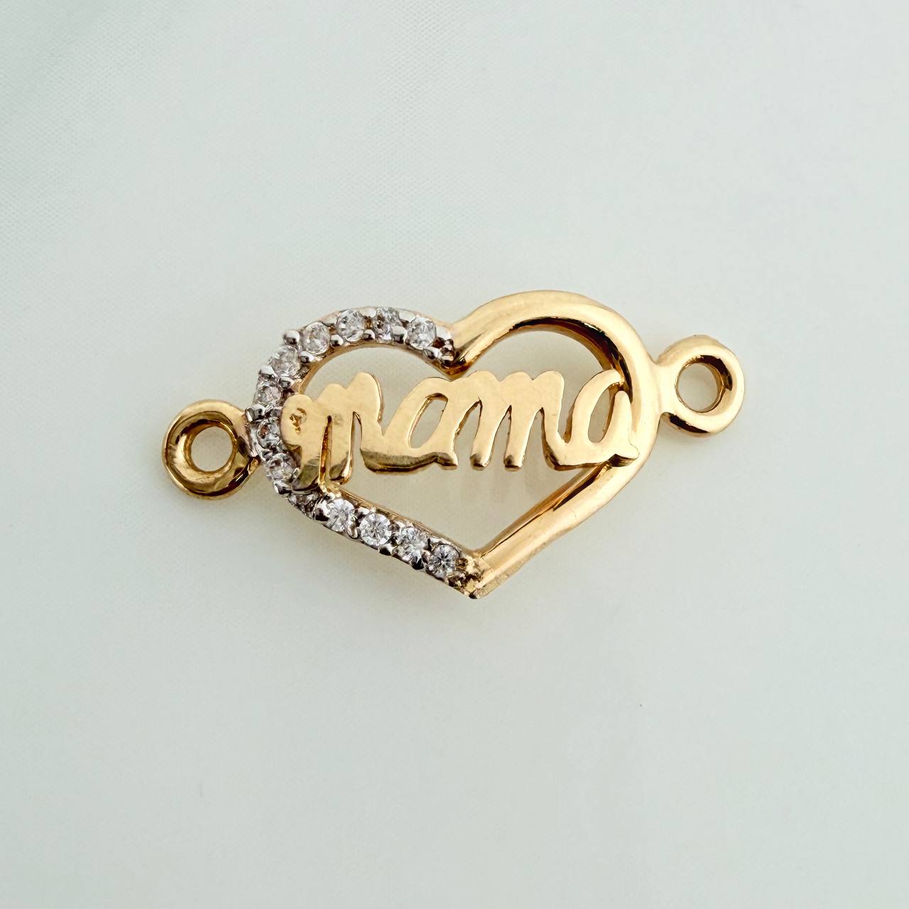 Herraje Corazon Mamá 0.95gr / 3/4 in / Dos Oros Amarillo Blanco 18K &