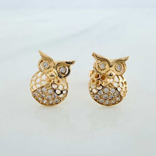 Stud Earrings Owl 1.65gr / 10.25mm Yellow Gold 18K %