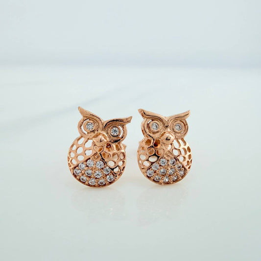 Stud Earrings Owl 1.65gr / 10.25mm Rose Gold 18K %