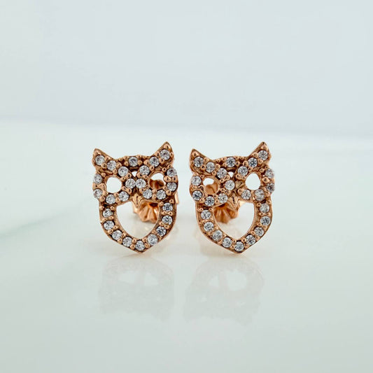 Stud Earrings Owl Silhouette 1.75gr / 9.95mm Rose Gold 18K %