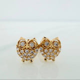 Stud Earrings Owl 1.45gr / 7.6mm Yellow Gold 18K %