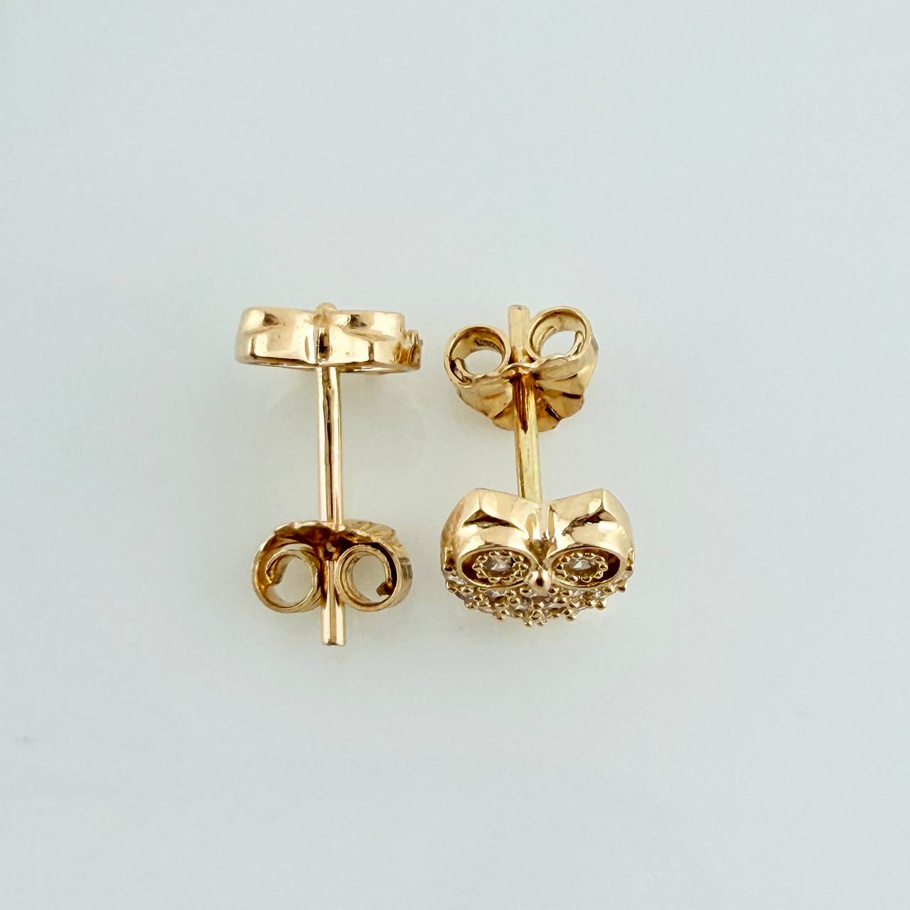 Stud Earrings Owl 1.45gr / 7.6mm Yellow Gold 18K %