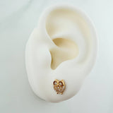 Stud Earrings Owl 1.45gr / 7.6mm Yellow Gold 18K %
