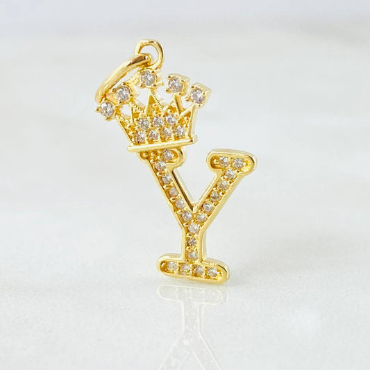 Dije Corona Letra Y 1.55gr / 1 in / Oro Amarillo 18K