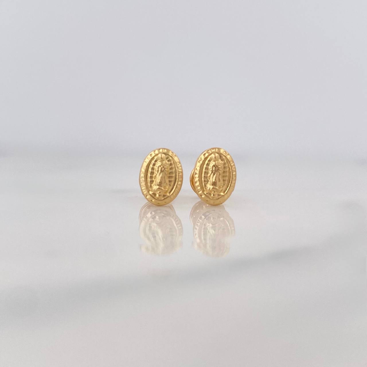 Stud Earrings Virgen de Guadalupe 0.55g / in / 5.97mm Yellow Gold 18K